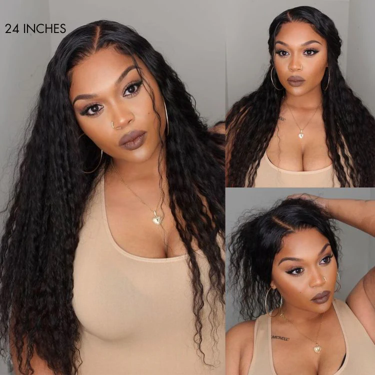 Boho-Chic | Flowy Bohemian 5x5 Closure Lace Glueless Mid Part Long Curly Wig 100% Human Hair - US Only - Image 4