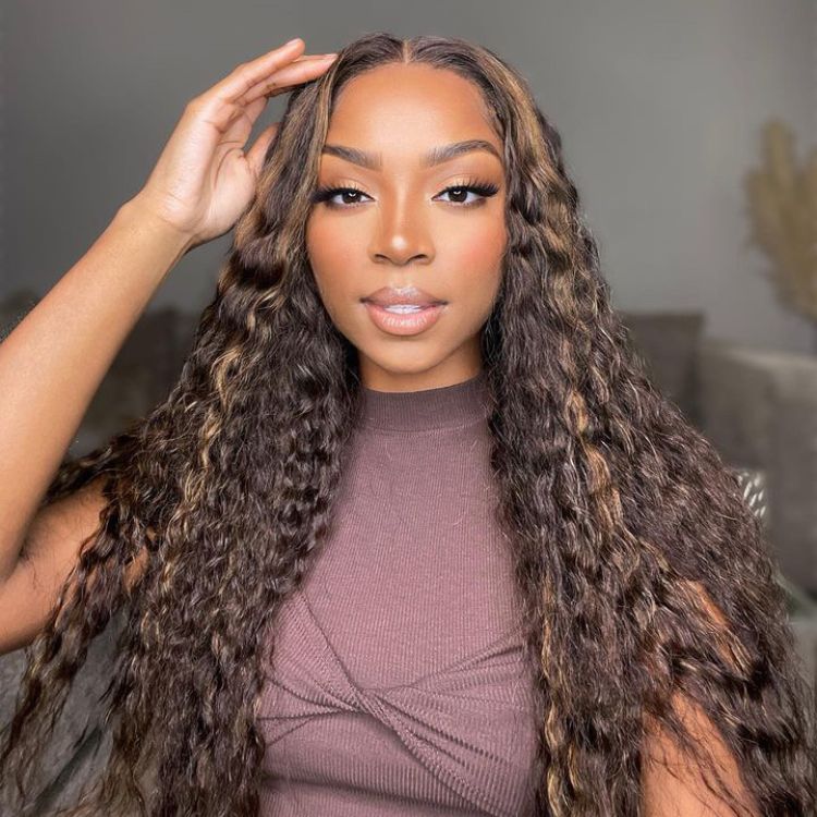Boho-Chic | Flowy Bohemian 5x5 Closure Lace Glueless Mid Part Long Curly Wig 100% Human Hair - US Only - Image 5