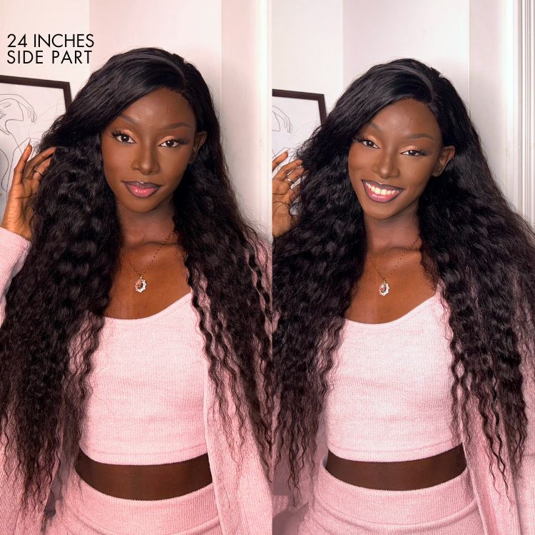 Boho-Chic | Flowy Bohemian 5x5 Closure Lace Glueless Mid Part Long Curly Wig 100% Human Hair - US Only - Image 8