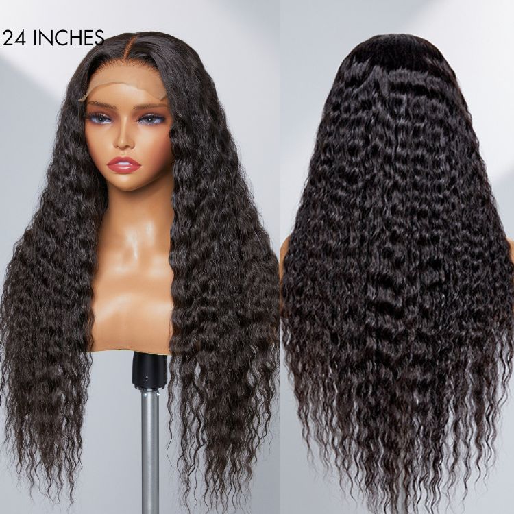 Boho-Chic | Flowy Bohemian 5x5 Closure Lace Glueless Mid Part Long Curly Wig 100% Human Hair - US Only - Image 9