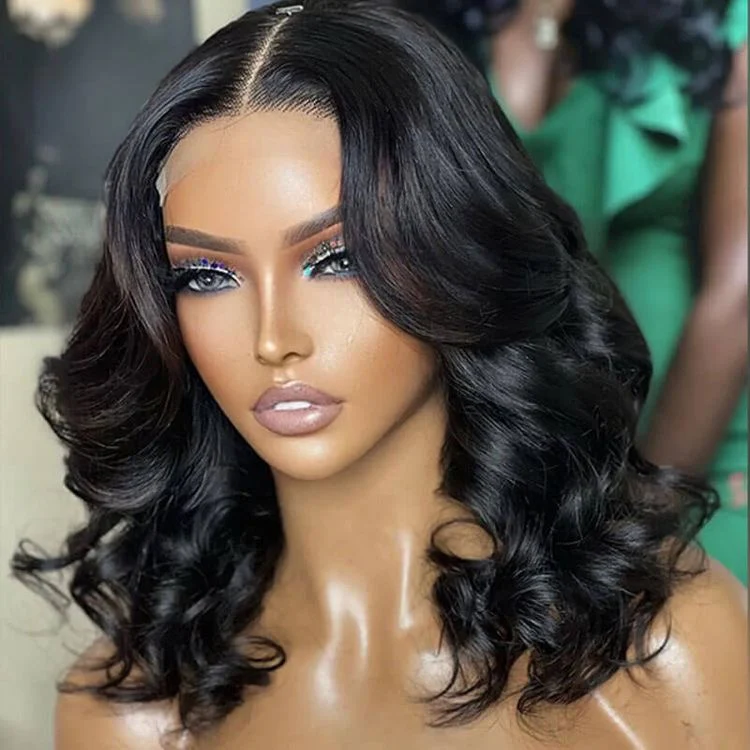 1 SEC INSTALL WIG | Gorgeous Natural Black Loose Wave 5x5 Closure Lace Glueless Short Wig 100% Human Hair | Large & Small Cap Size - Image 10