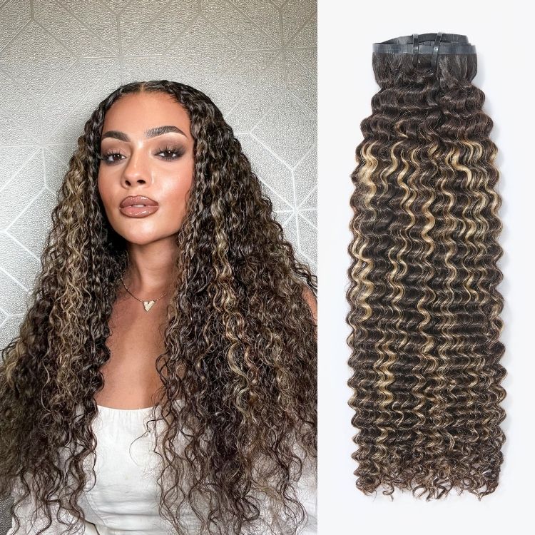 Highlights Silky Straight / Kinky Curly / Deep Wave Clip in Extensions Human Hair 135g 9pcs / 7pcs with Free Gift - Image 3