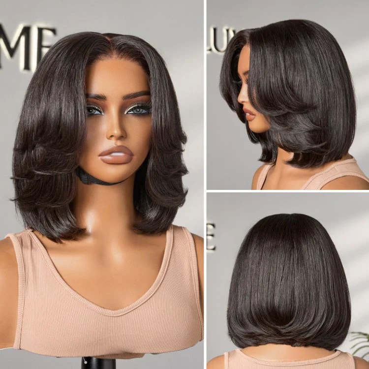 Layered Bob Glueless 5x5 Closure Lace Short Wig Pre-Cut Lace - US Only - Image 2