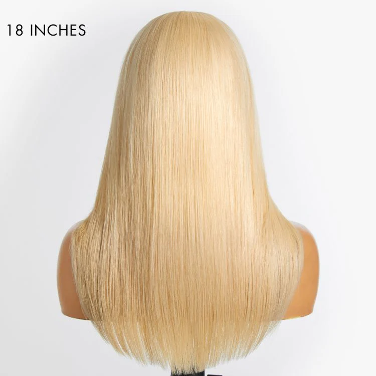 613 Blonde Curtain Bangs Layered Cut Glueless 5x5 Closure HD Lace Wig - Image 7