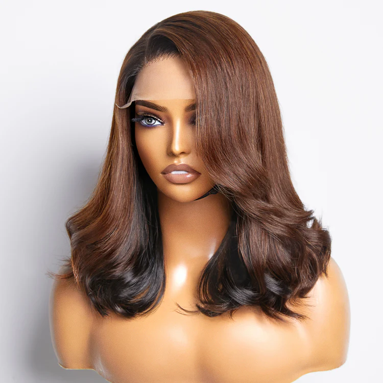 Brown with Black Peekaboo Loose Body Wave Glueless 5x5 Closure Lace Wig - Image 4