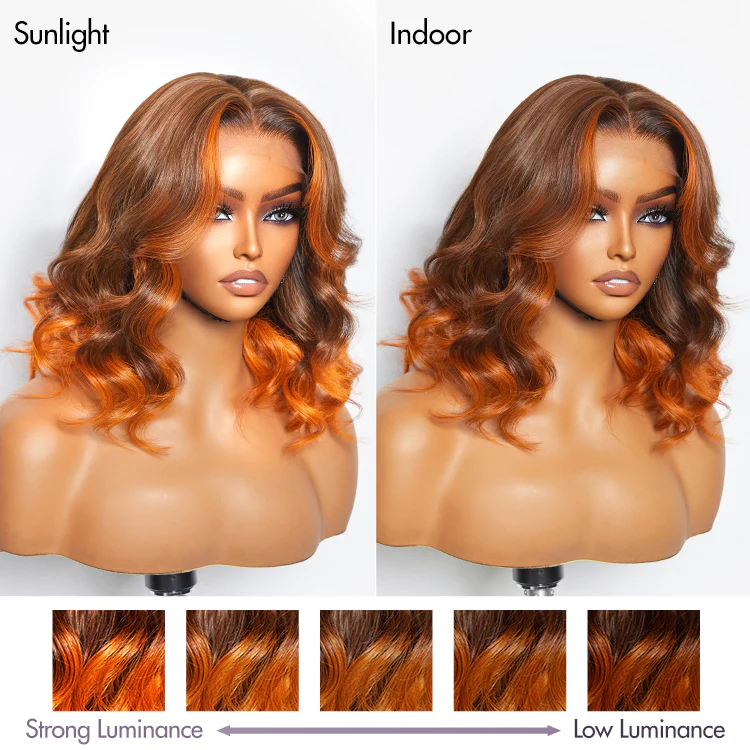 Limited Design | Ginger Highlight Ombre Loose Wave Glueless 5x5 Closure HD Lace Wig | Large & Small Cap Size - Image 5