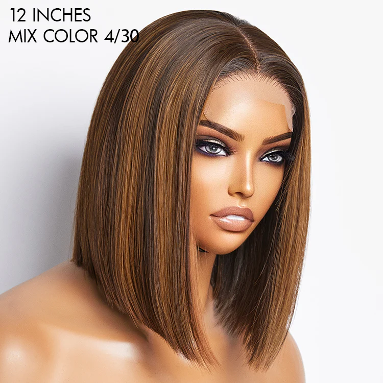 Limited Restock | Glueless Sleek Piano Highlights 4x4 Closure Bob Wig 100% Human Hair- US Only - Image 4