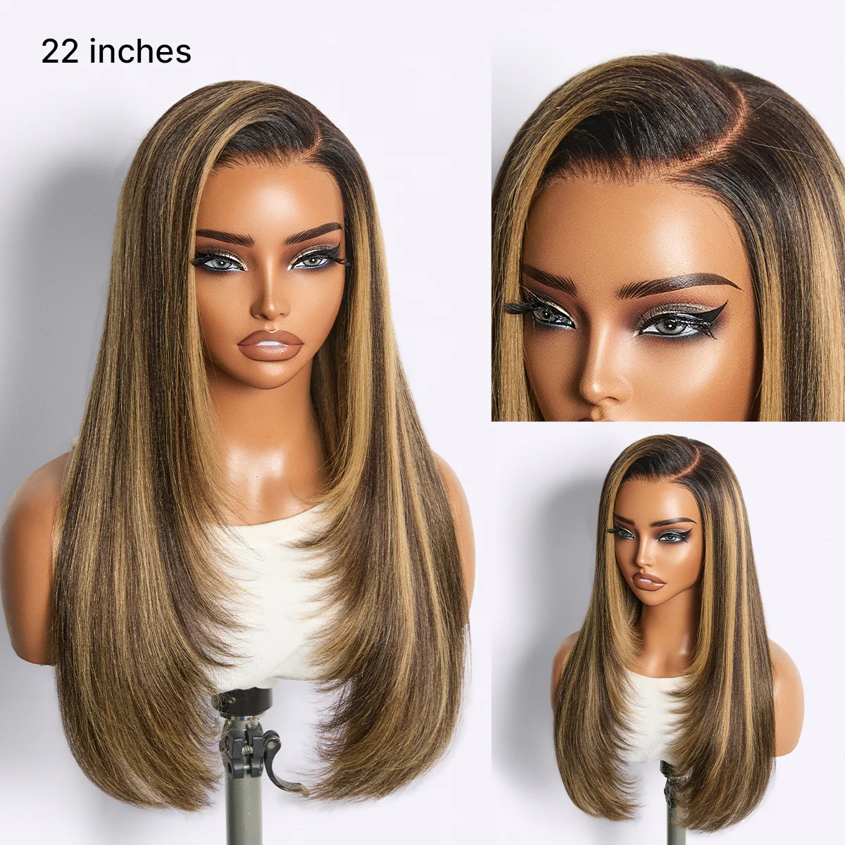 Luvme All-Day Comfort Wig 180% Density Blonde Highlight Butterfly Cut Layered Light Yaki Straight Glueless 7x6 Closure HD Lace Wig Pre-Cut Lace - Image 3