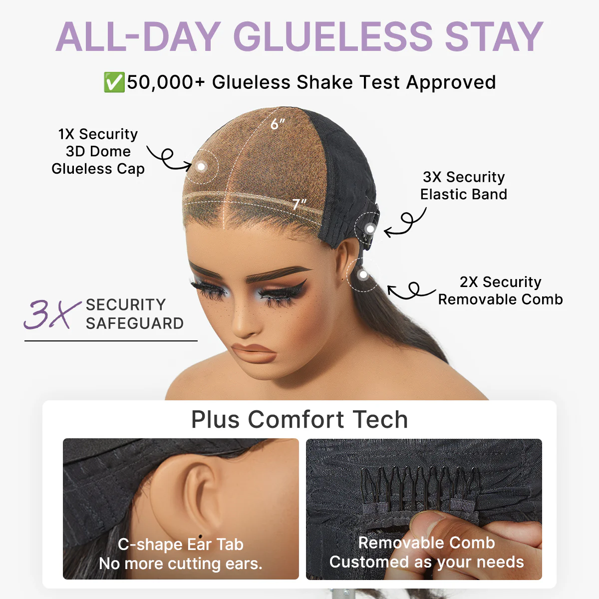 Luvme All-Day Comfort Wig 180% Density Rich Dark Plum Bone Straight with Baby Hair PartingMax Glueless 7x6 Closure HD Lace Wig Pre-Cut Lace - Image 10