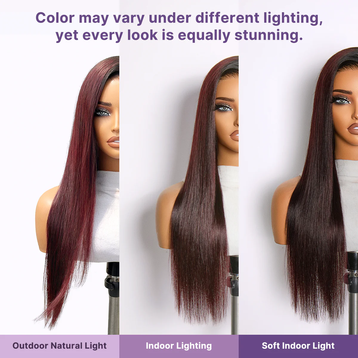 Luvme All-Day Comfort Wig 180% Density Rich Dark Plum Bone Straight with Baby Hair PartingMax Glueless 7x6 Closure HD Lace Wig Pre-Cut Lace - Image 13
