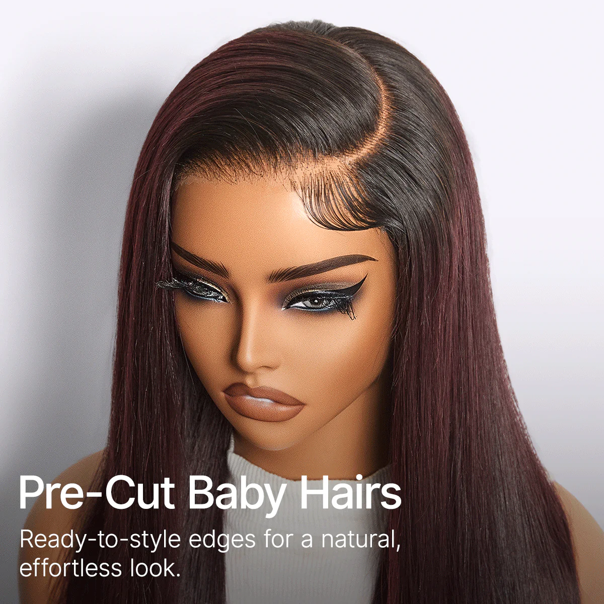 Luvme All-Day Comfort Wig 180% Density Rich Dark Plum Bone Straight with Baby Hair PartingMax Glueless 7x6 Closure HD Lace Wig Pre-Cut Lace - Image 6