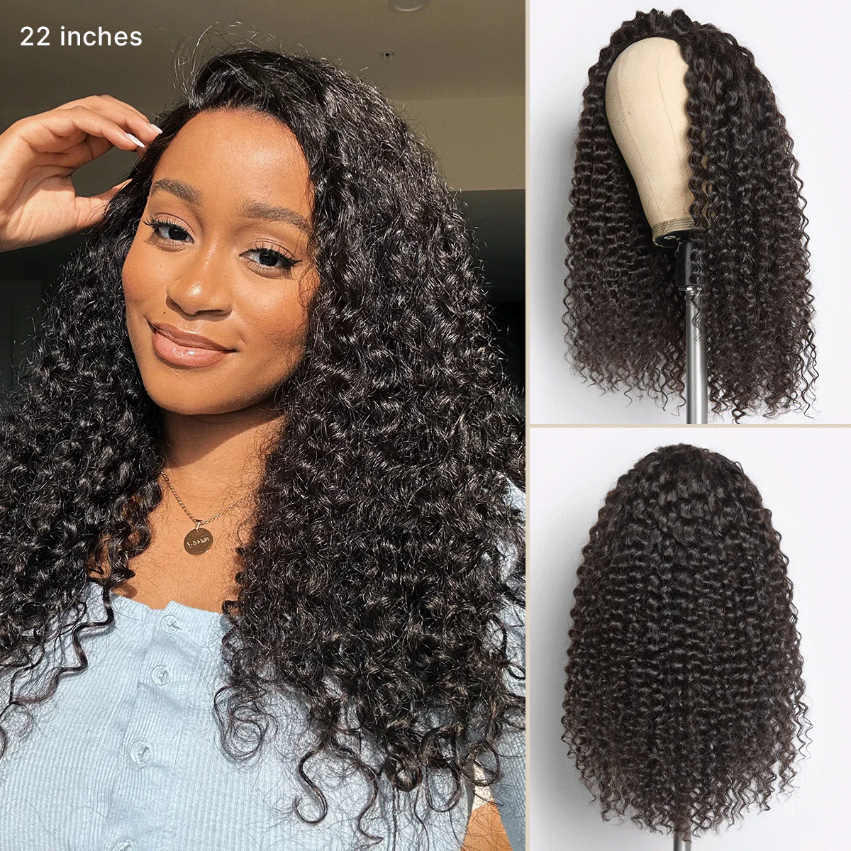 Luvme Too Easy Texture Half Wig 180% Density Fluffy Curly Glueless Flexi-Fit Drawstring Water Wave Wig - Image 2