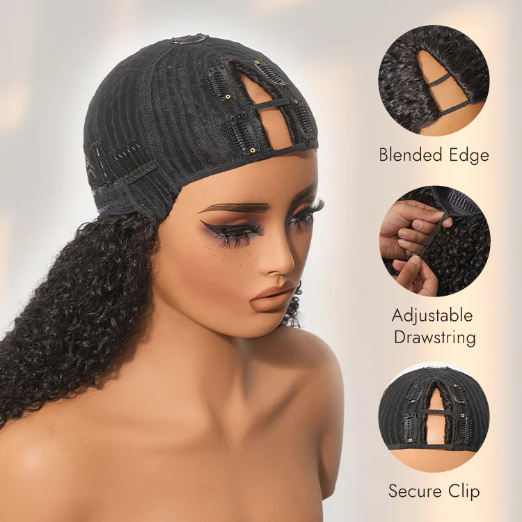 Luvme Too Easy Texture™ Wig 180% Density Kinky Curly / Yaki Straight Glueless V Part Flexi-Fit Drawstring Wig - Image 11