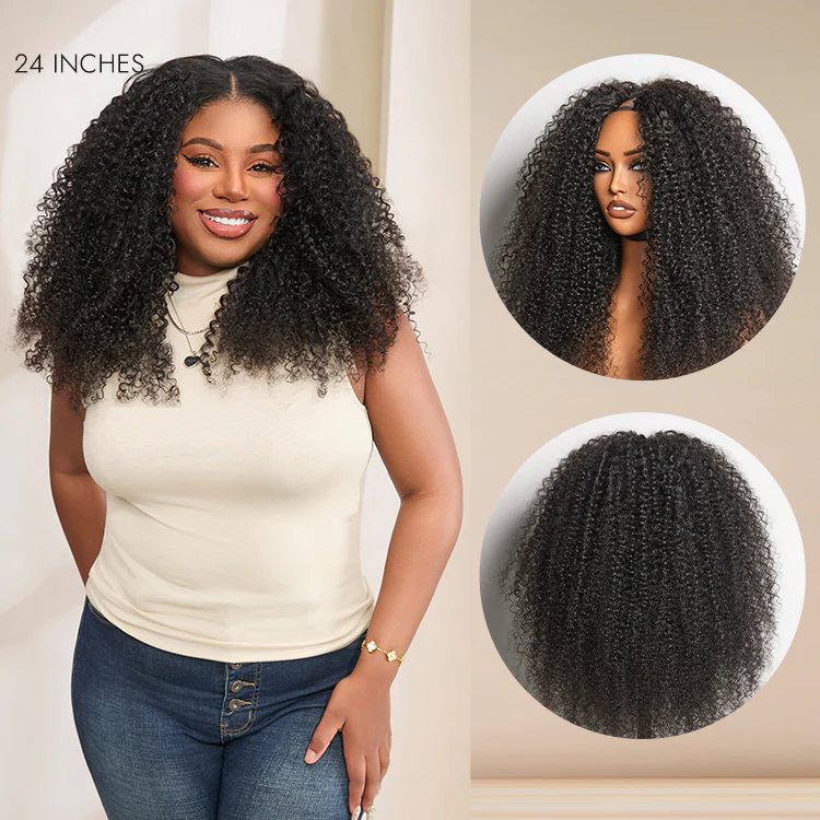 Luvme Too Easy Texture™ Wig 180% Density Kinky Curly / Yaki Straight Glueless V Part Flexi-Fit Drawstring Wig - Image 12