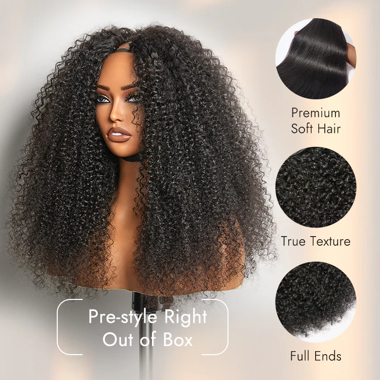 Luvme Too Easy Texture™ Wig 180% Density Kinky Curly / Yaki Straight Glueless V Part Flexi-Fit Drawstring Wig - Image 7