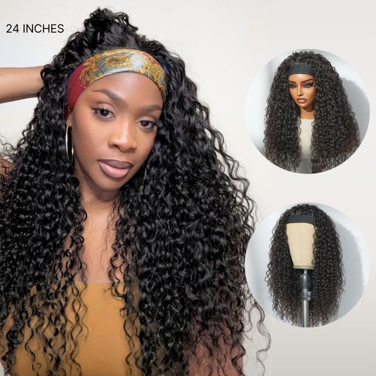Luvme Too Easy Texture™ Wig 180% Density Water Wave Glueless Headband Wig Flexi-Fit Drawstring (Get Free Trendy Headbands) - Image 4