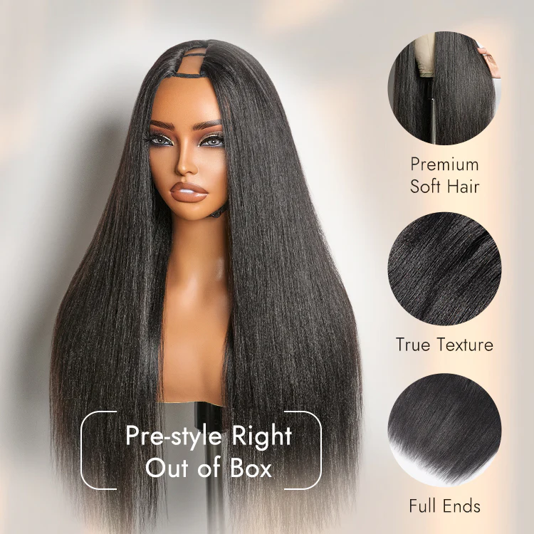 Luvme Too Easy Texture™ 180% Density Yaki Straight Glueless V Part Flexi-Fit Drawstring Wig Beginner Friendly - Image 5