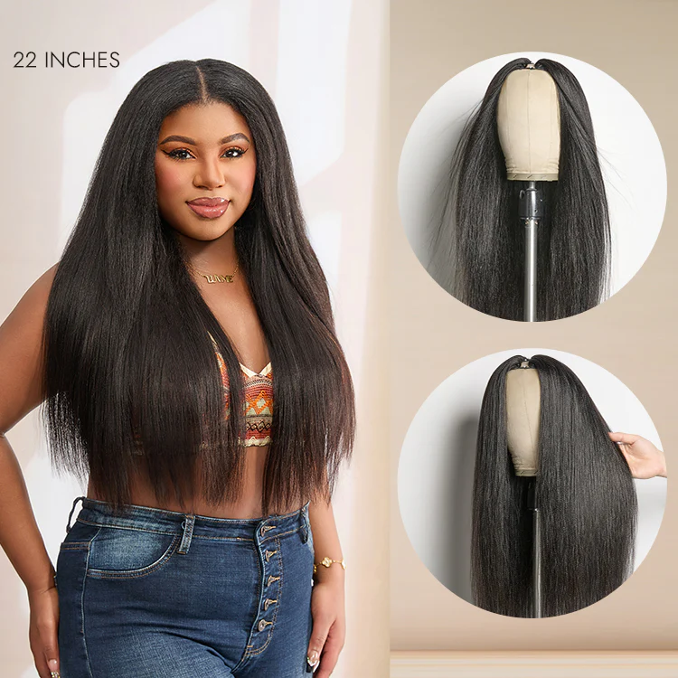 Luvme Too Easy Texture™ 180% Density Yaki Straight Glueless V Part Flexi-Fit Drawstring Wig Beginner Friendly - Image 6