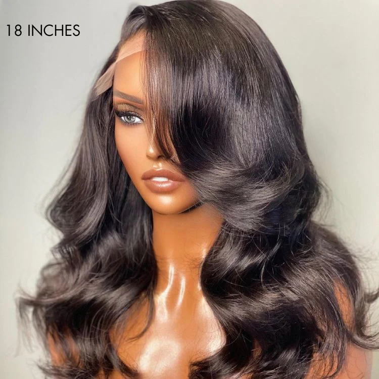 Glueless 13x6 Frontal Lace Natural Black Body Wave Side Part Long Wig 100% Human Hair - US Only - Image 2