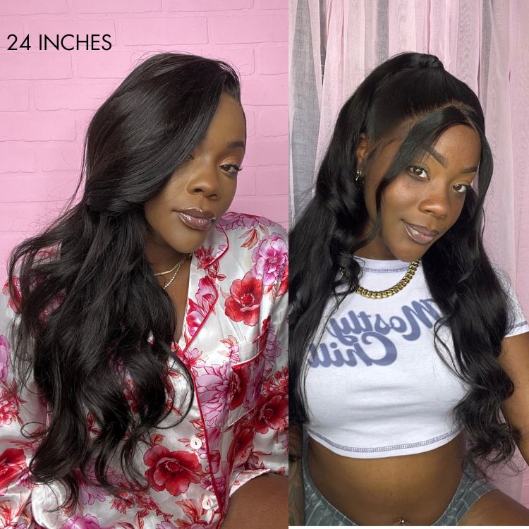 Glueless 13x6 Frontal Lace Natural Black Body Wave Side Part Long Wig 100% Human Hair - US Only - Image 6