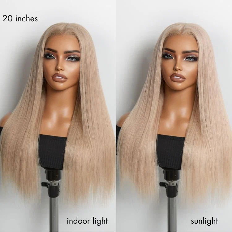 NatureMAX™ 180% Density Ash Blonde Silky Straight Glueless Ear-to-ear 13x4 HD Lace Front Wig Pre-Cut Lace Flexi-Fit Drawstring Cap - Image 7