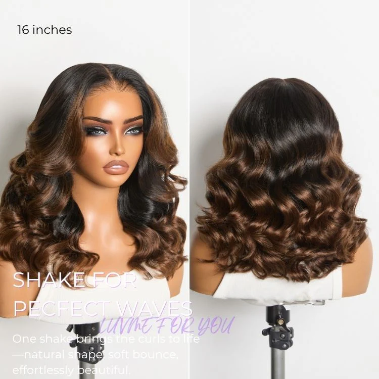 NatureMAX™ 200% Density Ombre Brown / Natural Loose Wave Glueless 13x6 HD Lace Front Shoulder Length Wig Pre-Cut Lace Flexi-Fit Drawstring Cap - Image 2