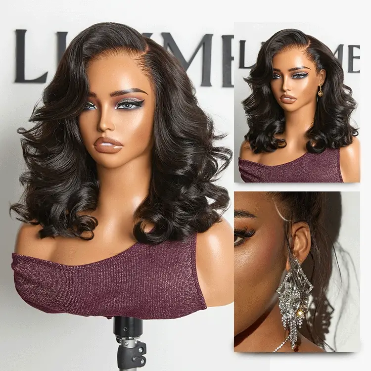 NatureMAX™ 200% Density Ombre Brown / Natural Loose Wave Glueless 13x6 HD Lace Front Shoulder Length Wig Pre-Cut Lace Flexi-Fit Drawstring Cap - Image 4
