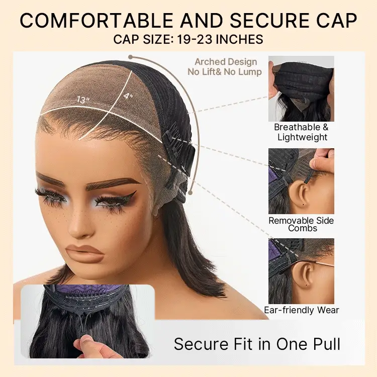 NatureMAX™ 200% / 250% Density Loose Wave Glueless Ear-to-ear 13x4 / 13x6 HD Lace Front Wig Pre-Cut Lace Flexi-Fit Drawstring Cap - Image 7