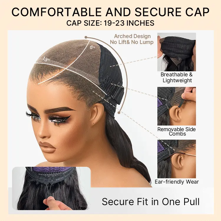 NatureMAX™ 250% Density Loose Wave Glueless 13x6 HD Lace Front High Density Long Wig Pre-Cut Lace Flexi-Fit Drawstring Cap - Image 8