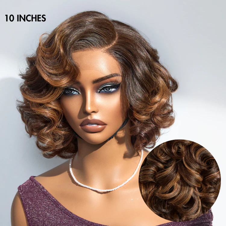 New Customers Only | 1 SEC INSTALL WIG | Mature Boss Brown Ombre Highlight / Natural Black / Salt and Pepper Loose Wave Glueless Minimalist HD Lace Wig - Image 4