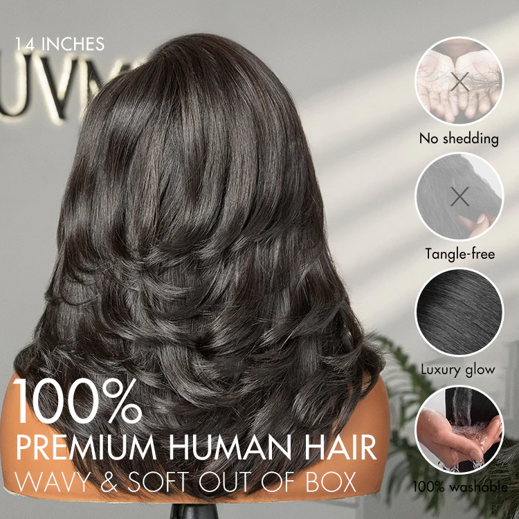 New Customers Only | Effortlessly Chic Layered Haircut Wavy Glueless HD Minimalist Lace Short Wig - Image 8