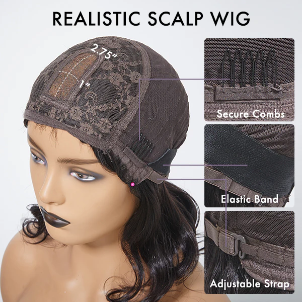 New Customers Only | Lightweight Sun-kissed Vibe Blonde Short Cut Water Wave Glueless Minimalist Lace Curly Wig with Bangs - Image 9