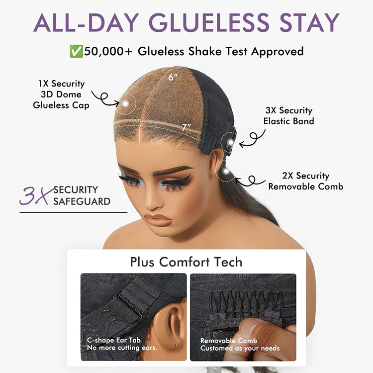 New Customers Only | Luvme All-Day Comfort™ Wig PartingMax Brown Highlights Funmi Curly 7x6 Closure HD Lace Glueless Wig Pre Cut Lace - Image 10
