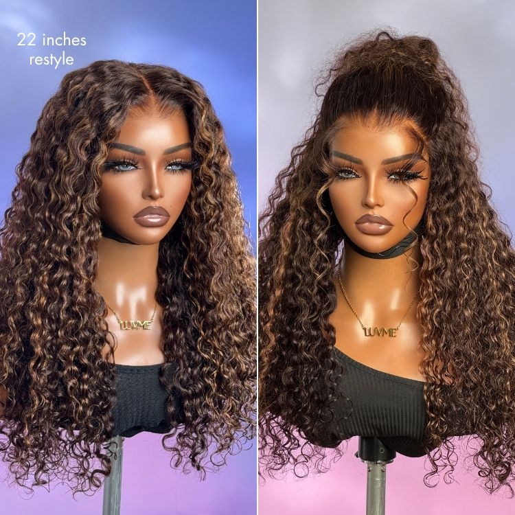 New Customers Only | Luvme All-Day Comfort™ Wig PartingMax Brown Highlights Funmi Curly 7x6 Closure HD Lace Glueless Wig Pre Cut Lace - Image 4