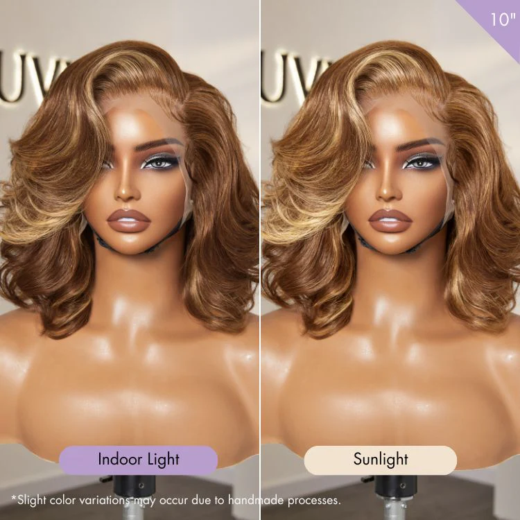 New Customers Only | PreMax Wigs - Honey Blonde Highlight / Natural Black / Ombre Blonde Bouncy Body Wave Glueless 13x4 Frontal Lace Human Hair Wig - Image 9