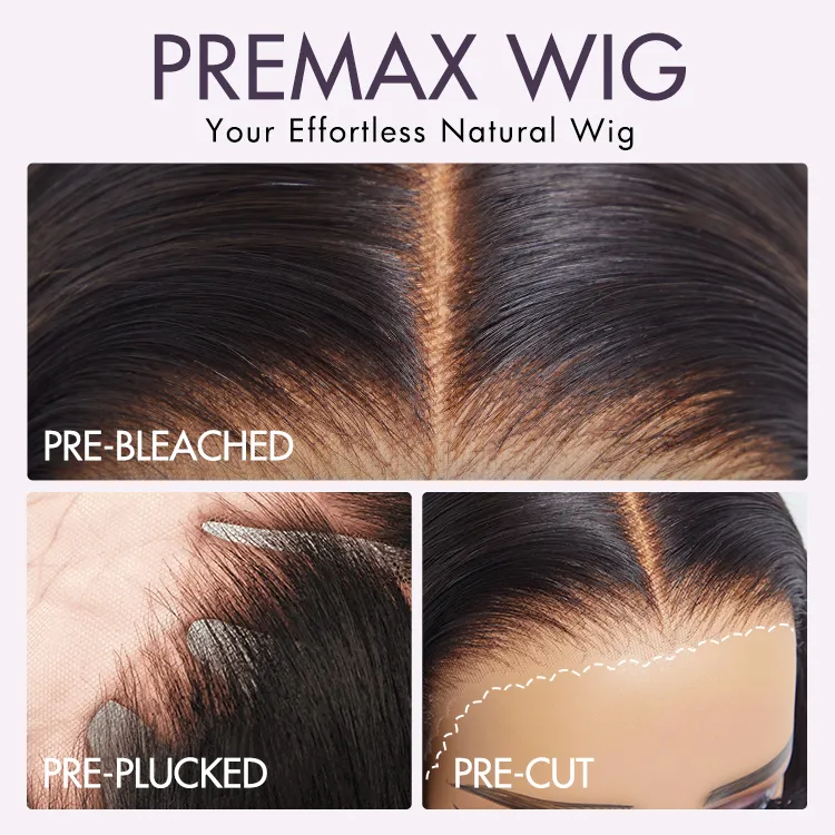 New Customers Only | PreMax Wigs - Natural Black / Blonde Highlight C Part Glueless Lace Front Bob Wig - Image 8