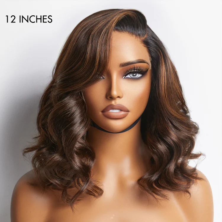 Ombre Brown Loose Wave Minimalist HD Lace Glueless C Part Short Wig 100% Human Hair  - US ONLY - Image 3