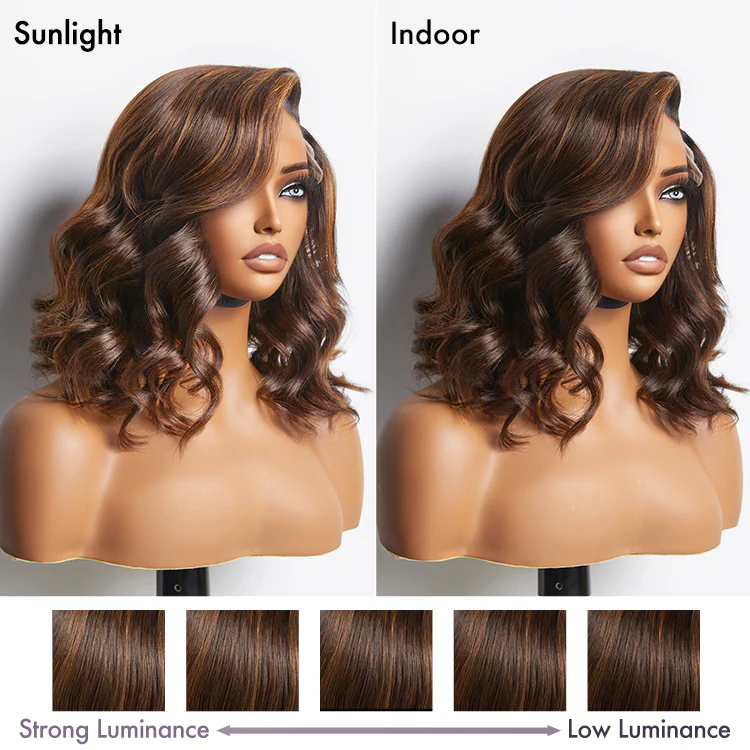Ombre Brown Loose Wave Minimalist HD Lace Glueless C Part Short Wig 100% Human Hair  - US ONLY - Image 4