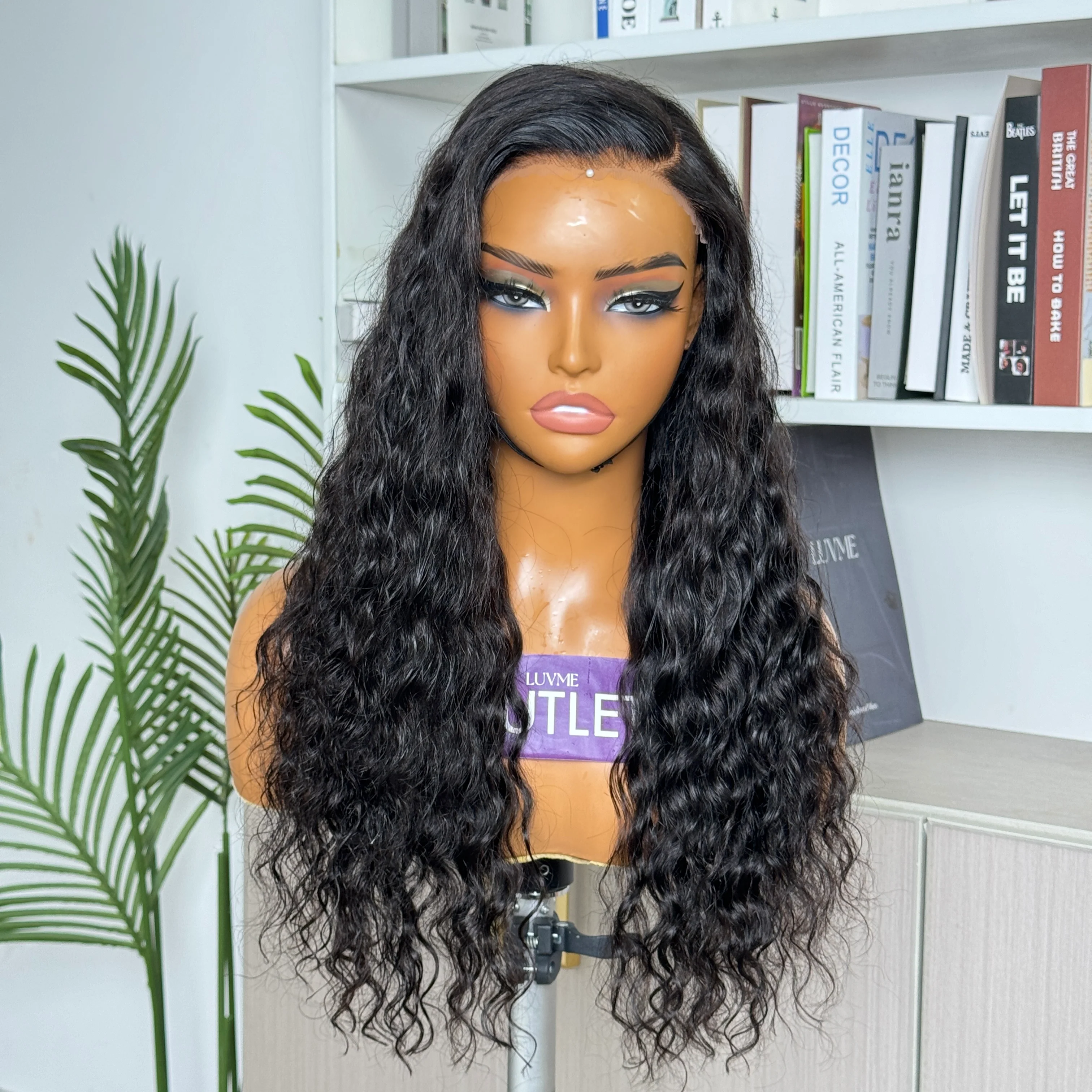 Outlet 10"-22" | Natural Black Water Wave Glueless 5x5 Closure Lace Wig Pre-cut Lace