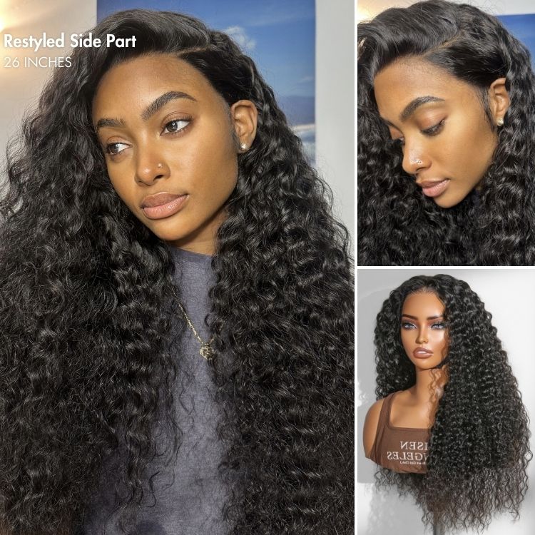 PreMax 250% Density Water Wave Glueless Flexi-Fit Drawstring 13x4 Frontal Lace Fluffy Curly High Density Wig Pre-Cut Lace - Image 7