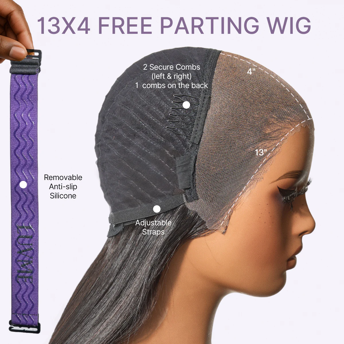 PreMax Wigs | Super Natural Hairline Silky Straight Glueless 13x4 Frontal Lace Wig Human Hair Pre-Cut Lace - Image 12