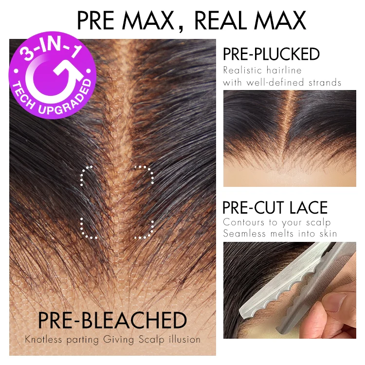 PreMax Wigs | Ear to Ear Super Natural Hairline Deep Wave Glueless 5x5 Upgraded Lace Front Long Curly Wig Pre-Cut Lace - Image 4