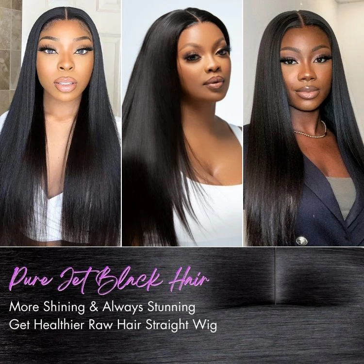 PreMax Wigs | Jet Black Middle Part Silky Straight Glueless 5x5 Closure Lace Wig Pre-Cut Lace - Image 2
