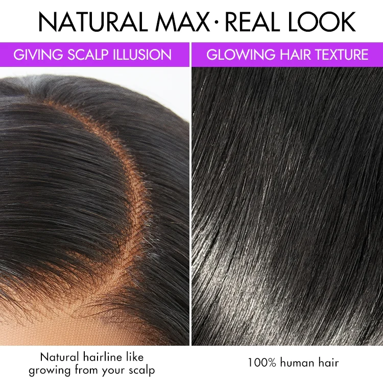 PreMax Wigs | Ultra Natural Hairline Brown Highlight Silky Straight Glueless 13x4 Frontal Lace Long Wig Pre-Cut Lace - Image 5