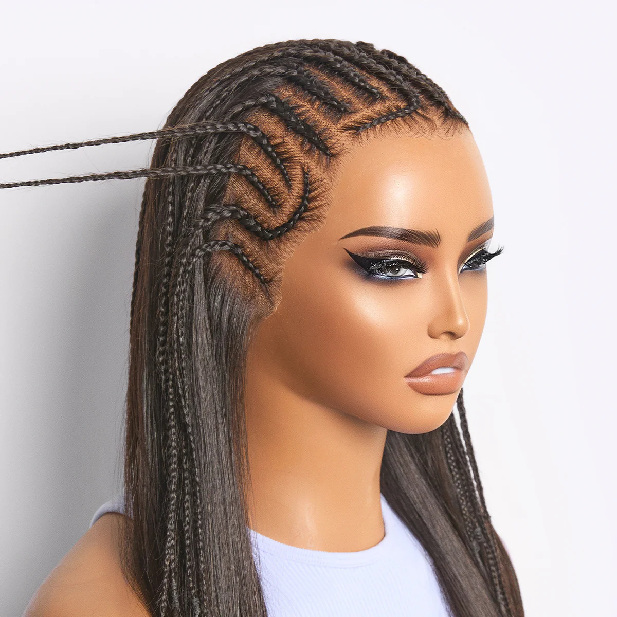 Readitress™ 180% Density Pre-Braided Silky Straight Human Hair Glueless Ear-to-Ear 13x4 Frontal Lace Wig Pre-Cut Lace - Image 4