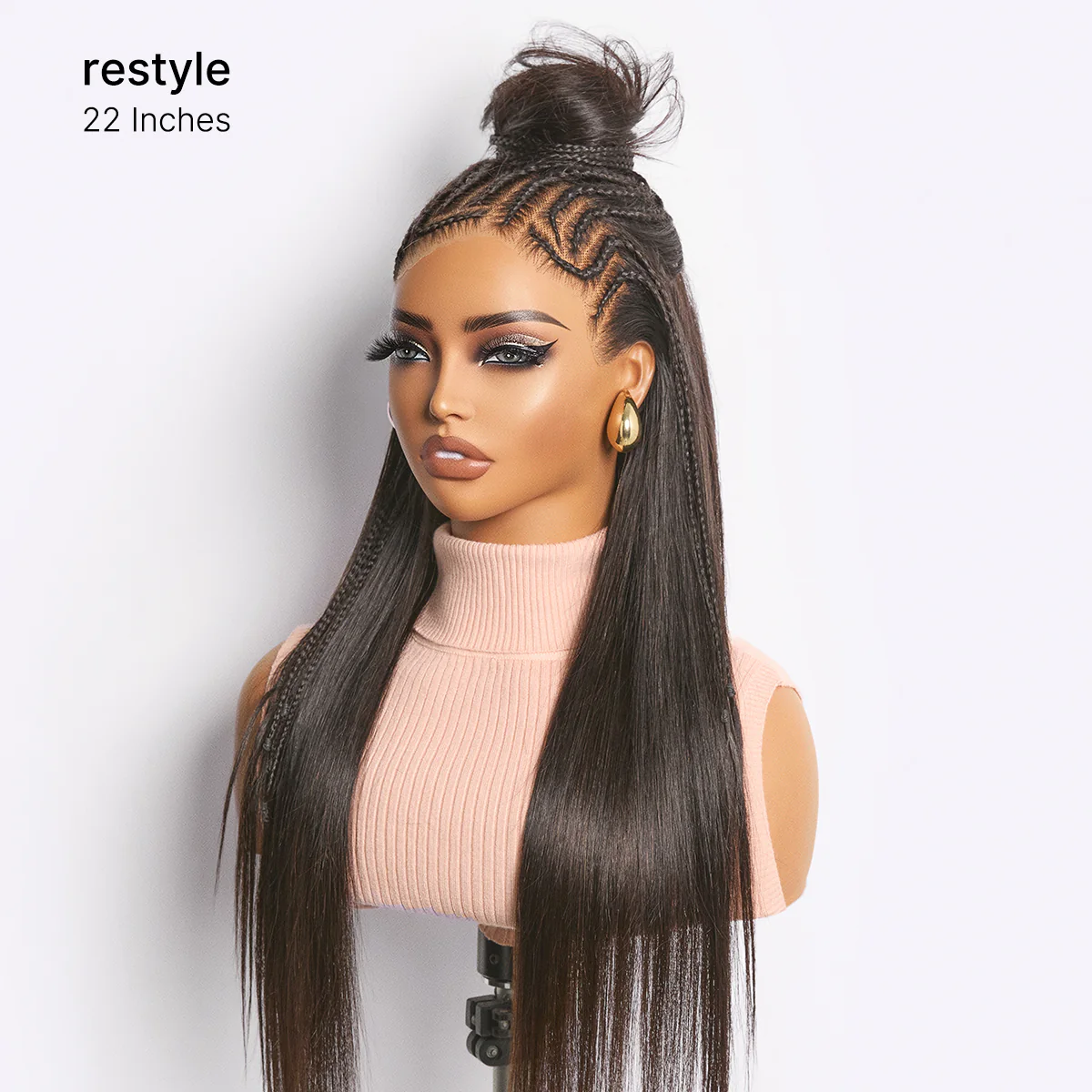 Readitress™ 180% Density Pre-Braided Silky Straight Human Hair Glueless Ear-to-Ear 13x4 Frontal Lace Wig Pre-Cut Lace - Image 7