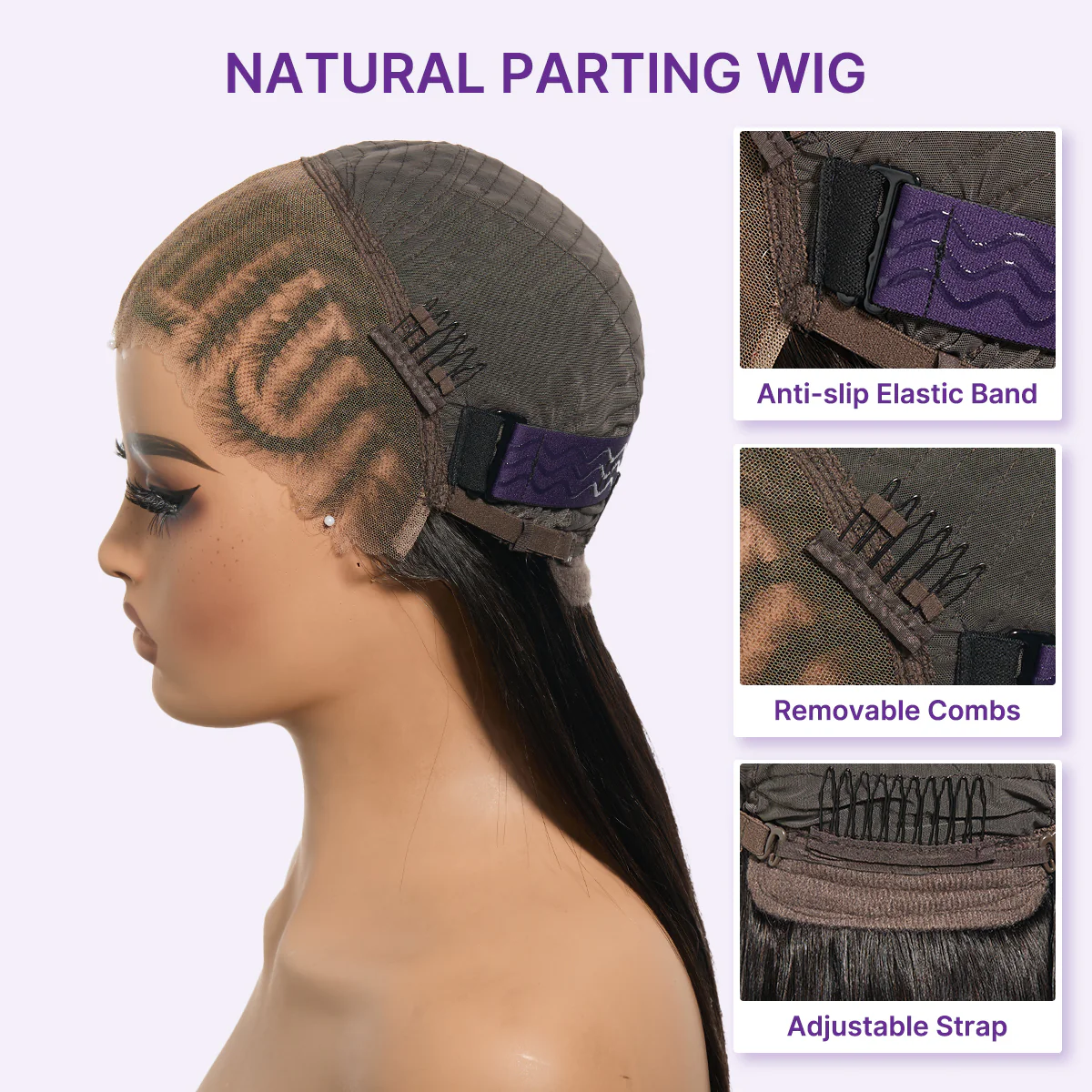 Readitress™ 180% Density Pre-Braided Silky Straight Human Hair Glueless Ear-to-Ear 13x4 Frontal Lace Wig Pre-Cut Lace - Image 9