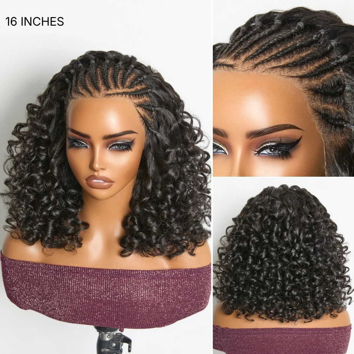 Readitress™ Chic & Voluminous 180% Density Pre-Braided Bouncy Curly Glueless Ear-to-ear 13x4 Frontal Lace Wig - Image 7