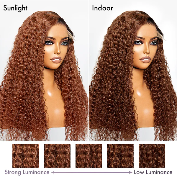Reddish Brown Ombre Water Wave Glueless 5×5 Closure Lace Wig Pre-bleached - US Only - Image 4