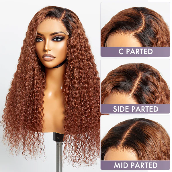 Reddish Brown Ombre Water Wave Glueless 5×5 Closure Lace Wig Pre-bleached - US Only - Image 6